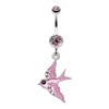 Jeweled Flying Swallow Dangle Belly Button Ring-WildKlass Jewelry