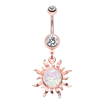 Rose Gold Glitter Opal Sun WildKlass Belly Button Ring-WildKlass Jewelry