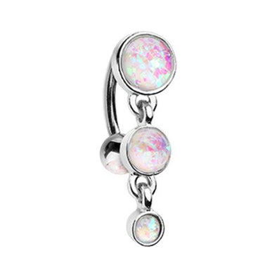 Triple Glitter Opal Reverse WildKlass Belly Button Ring-WildKlass Jewelry