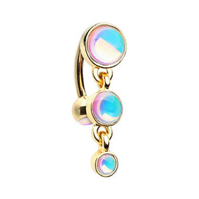 Golden Triple Revo Reverse WildKlass Belly Button Ring-WildKlass Jewelry