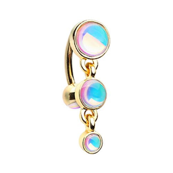 Golden Triple Revo Reverse WildKlass Belly Button Ring-WildKlass Jewelry