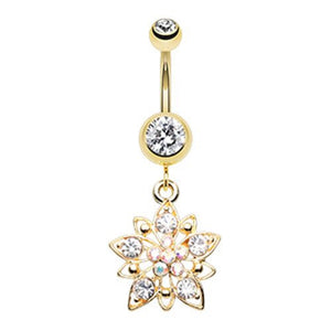 Golden Flower Cluster WildKlass Belly Button Ring-WildKlass Jewelry