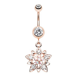 Rose Gold Flower Cluster WildKlass Belly Button Ring-WildKlass Jewelry