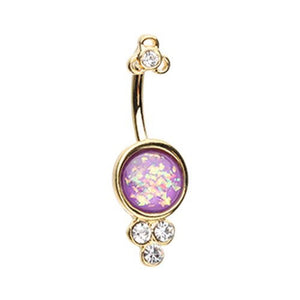 Golden Crop Circles Opal WildKlass Belly Button Ring-WildKlass Jewelry