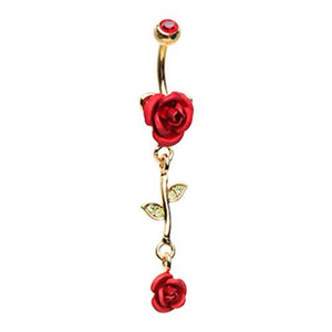 Golden Bright Metal Rose WildKlass Belly Button Ring-WildKlass Jewelry