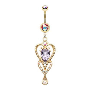 Golden Princess Beloved Heart WildKlass Belly Button Ring-WildKlass Jewelry