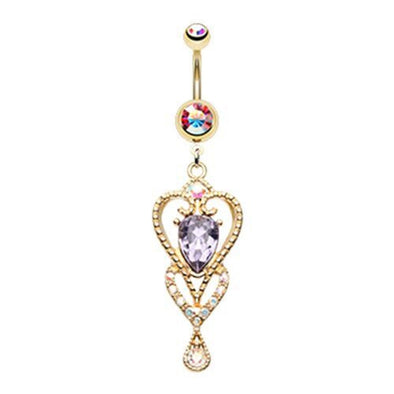 Golden Princess Beloved Heart WildKlass Belly Button Ring-WildKlass Jewelry