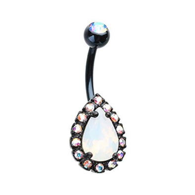 Blackened Opalescent Teardrop WildKlass Belly Button Ring-WildKlass Jewelry