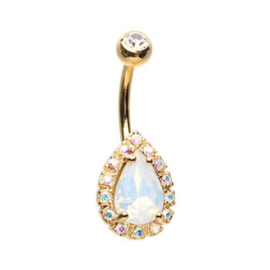 Golden Opalescent Teardrop WildKlass Belly Button Ring-WildKlass Jewelry