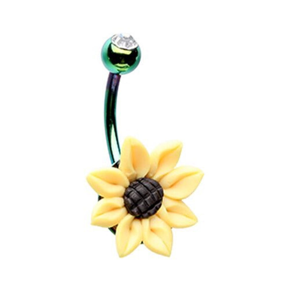 Follow the Sun Flower WildKlass Belly Button Ring-WildKlass Jewelry