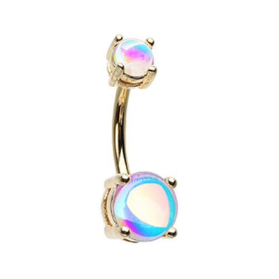 Golden Revo Sparkle Prong Set WildKlass Belly Button Ring-WildKlass Jewelry