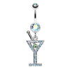 Martini Glass Sparkle Belly Button Ring-WildKlass Jewelry