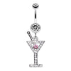 Martini Glass Sparkle Belly Button Ring-WildKlass Jewelry