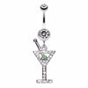 Martini Glass Sparkle Belly Button Ring-WildKlass Jewelry