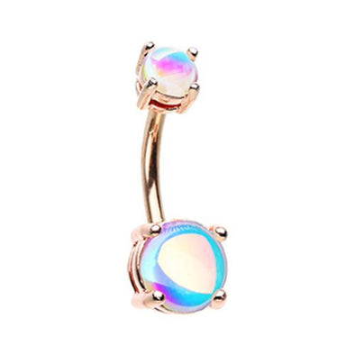 Rose Gold Revo Sparkle Prong Set WildKlass Belly Button Ring-WildKlass Jewelry