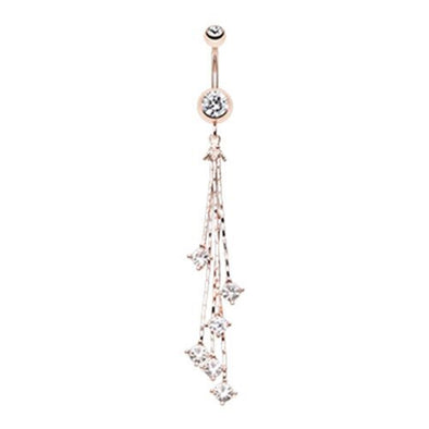 Rose Gold Lustre Drops WildKlass Belly Button Ring-WildKlass Jewelry