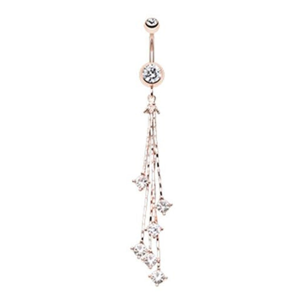 Rose Gold Lustre Drops WildKlass Belly Button Ring-WildKlass Jewelry