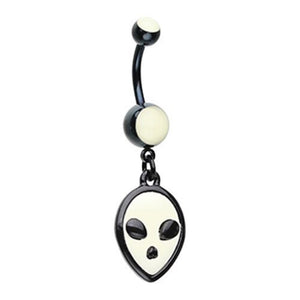 Black Alien Extraterrestrial Glow in the Dark WildKlass Belly Button Ring-WildKlass Jewelry