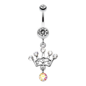 Crown Gem Sparkle Belly Button Ring-WildKlass Jewelry