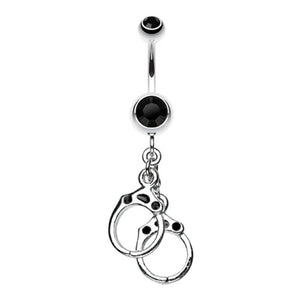 Handcuff Sparkle Belly Button Ring-WildKlass Jewelry