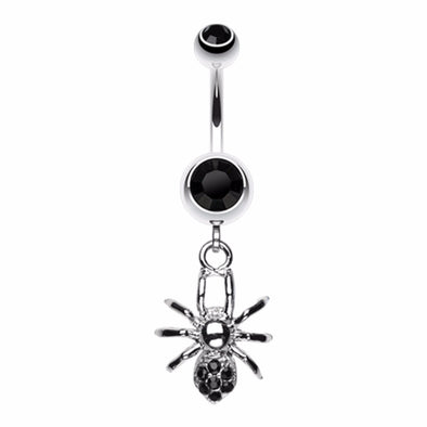 Spider Sparkle Belly Button Ring-WildKlass Jewelry