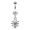 Spider Sparkle Belly Button Ring-WildKlass Jewelry
