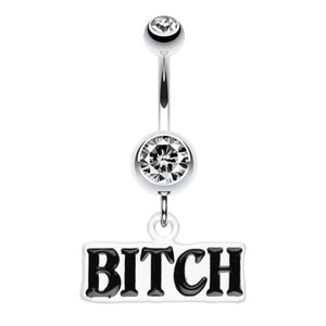 "BITCH" Engraved Belly Button Ring-WildKlass Jewelry
