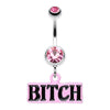 "BITCH" Engraved Belly Button Ring-WildKlass Jewelry