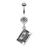 Cassette Tape Sparkle Belly Button Ring-WildKlass Jewelry