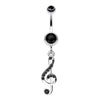 G Clef Music Note Sparkle Belly Button Ring-WildKlass Jewelry