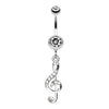 G Clef Music Note Sparkle Belly Button Ring-WildKlass Jewelry