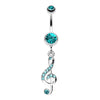 G Clef Music Note Sparkle Belly Button Ring-WildKlass Jewelry