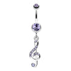 G Clef Music Note Sparkle Belly Button Ring-WildKlass Jewelry