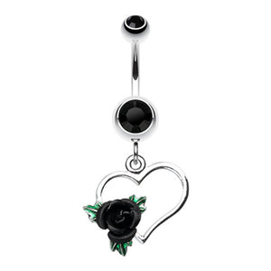 Heart Rose Belly Button Ring-WildKlass Jewelry