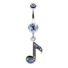 Eighth Music Note Sparkle Belly Button Ring-WildKlass Jewelry