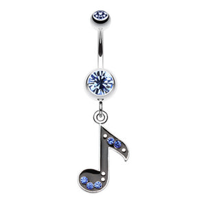 Eighth Music Note Sparkle Belly Button Ring-WildKlass Jewelry