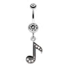 Eighth Music Note Sparkle Belly Button Ring-WildKlass Jewelry