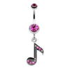 Eighth Music Note Sparkle Belly Button Ring-WildKlass Jewelry