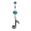 Eighth Music Note Sparkle Belly Button Ring-WildKlass Jewelry