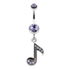 Eighth Music Note Sparkle Belly Button Ring-WildKlass Jewelry