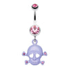 Heart Eyed Skull and Crossbones Sparkle Belly Button Ring-WildKlass Jewelry