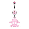 Heart Eyed Skull and Crossbones Sparkle Belly Button Ring-WildKlass Jewelry