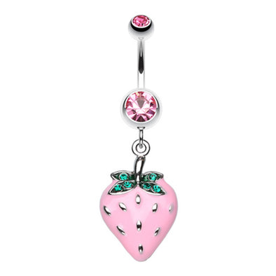 Vibrant Strawberry Dangle Belly Button Ring-WildKlass Jewelry