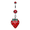 Vibrant Strawberry Dangle Belly Button Ring-WildKlass Jewelry