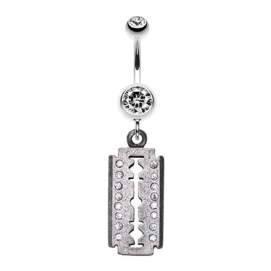 Shimmering Razor Blade Belly Button Ring-WildKlass Jewelry