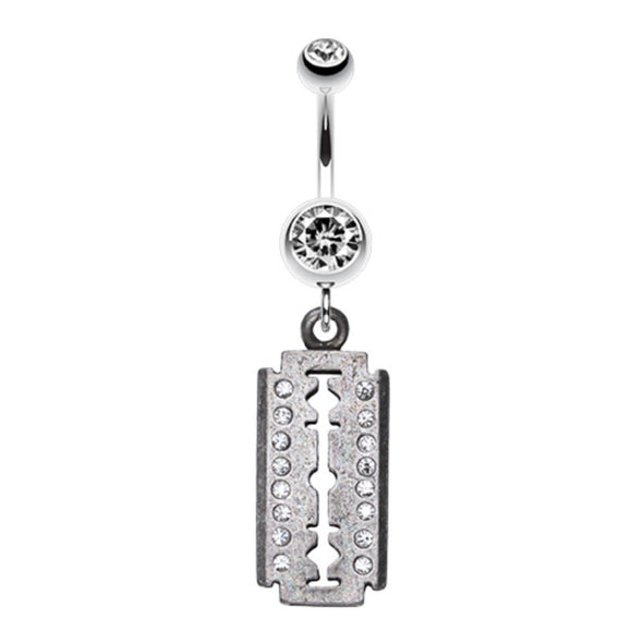 Shimmering Razor Blade Belly Button Ring-WildKlass Jewelry