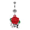 Full Bloom Rose Mini Banner Belly Button Ring-WildKlass Jewelry