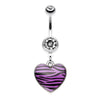 Zebra Pattern Heart Belly Button Ring-WildKlass Jewelry