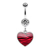 Zebra Pattern Heart Belly Button Ring-WildKlass Jewelry