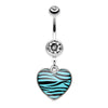 Zebra Pattern Heart Belly Button Ring-WildKlass Jewelry